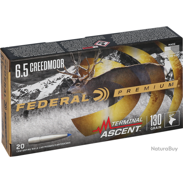 Cartouches Federal Terminal Ascent Calibre 6.5 Creedmoor 130 Gr Terminal Ascent
