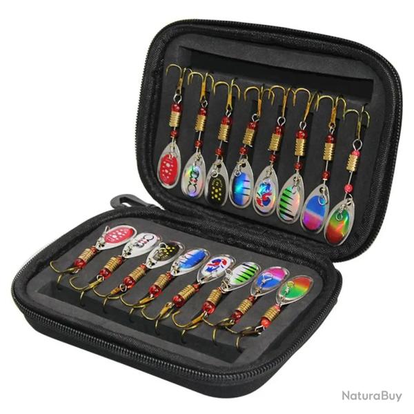 Kit leurres p�che 16 pi�ces - spinners cuill�res m�tal brochet carnassiers app�ts artificiels