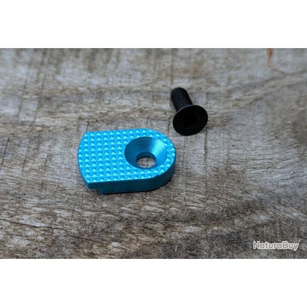 Bouton de chargeur �largi CZ Shadow 2 � Aluminium CNC anodis� bleu � Carr�s