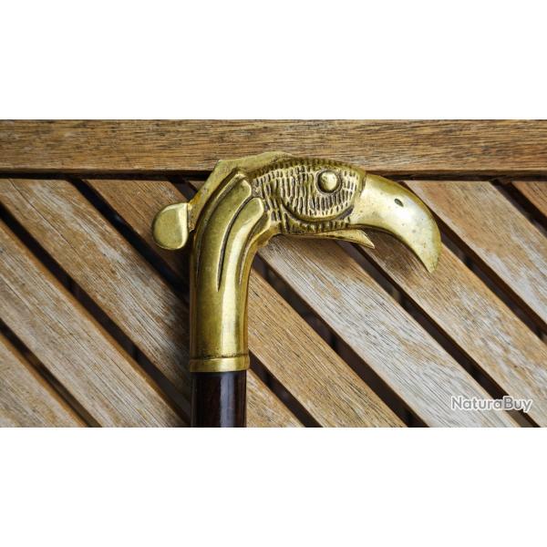 Canne fusil laiton t�te bois calibre 9 Flobert