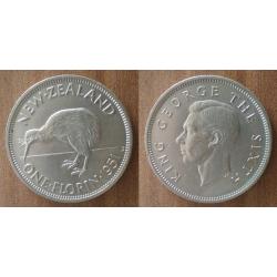 Nouvelle Zelande 1 Florin 1951 Piece Oiseau Roi George 6 Florint Dollars Dollar