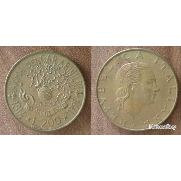 Italie 200 Lire 1994 Piece Commemo Carabinerie Lires Italia Italy