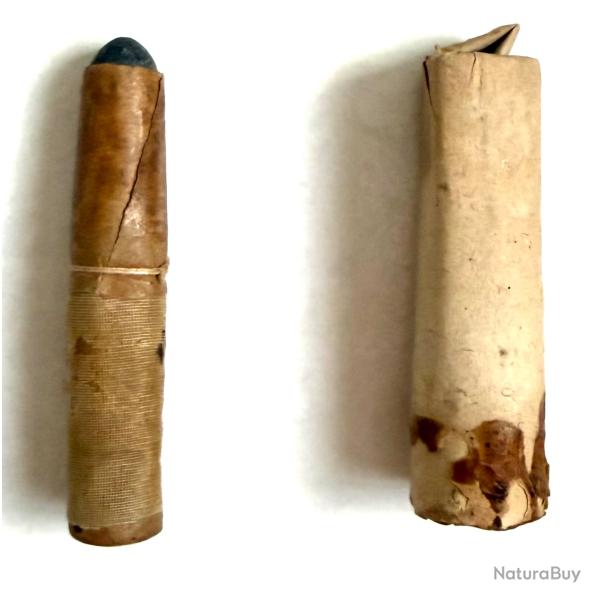 Lot de 2 cartouches, CHASSEPOT 11 mm et autre 11 mm. Pas d'envoi vers MARSEILLE.