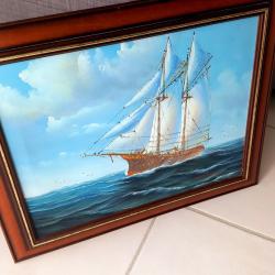 Huile sur toile sign&eacute; K. Dossi th&egrave;me marine avec certificat d'authenticit&eacute; n&deg;2877