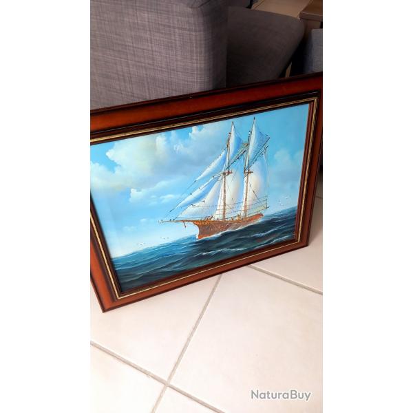 Huile sur toile sign� K. Dossi th�me marine avec certificat d'authenticit� n�2877