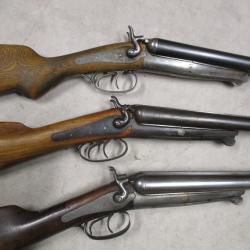 Lot de 3 Fusils HUSQVARNA mod&egrave;le 1877, Cal 12, &agrave; 1 euro sans prix de r&eacute;serve!!!