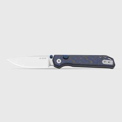 Couteau Kizer Begleiter 2.0 Lame Acier BD1N Satin Manche Micarta Blue Vortex Button Lock KIV34582BDA
