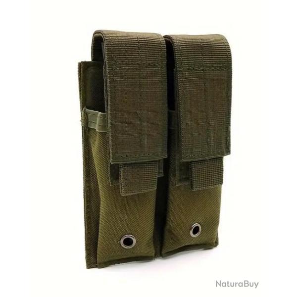 Porte chargeur double tactique - Kaki - Velcro - Pour arme de poing - Livraison gratuite
