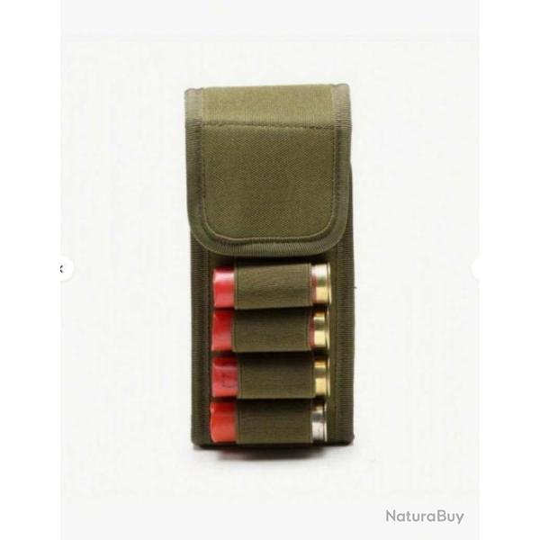 Pochette tactique kaki 16 munitions calibre12 - Livraison gratuite
