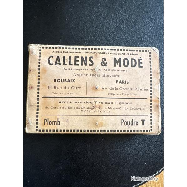 ANCIIENNE BOITE ET CARTOUCHES CALLENS ET MOD� CALIBRE 20