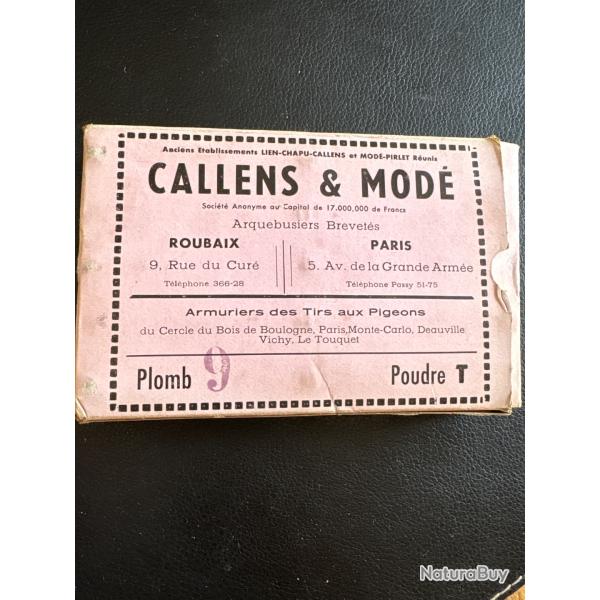 ANCIIENNE BOITE ET CARTOUCHES CALLENS ET MODE CALIBRE 20  9