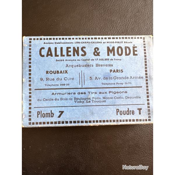 ANCIIENNE BOITE ET CARTOUCHES CALLENS CALIBRE 20