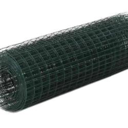 Grillage acier PVC vert 10x0,5 m maille carr&eacute;e protection ext&eacute;rieur