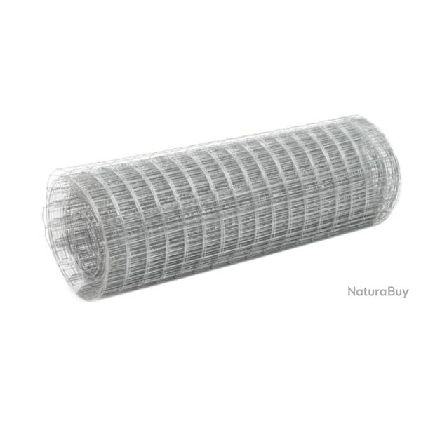 Grillage acier PVC argent� 10x0,5 m maille carr�e protection ext�rieur