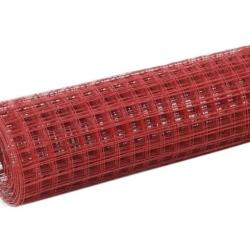 Grillage acier PVC rouge 10x0,5 m maille carr&eacute;e protection ext&eacute;rieur