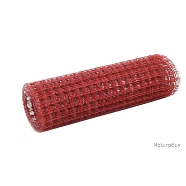 Grillage acier PVC rouge 10x0,5 m maille carr�e protection ext�rieur