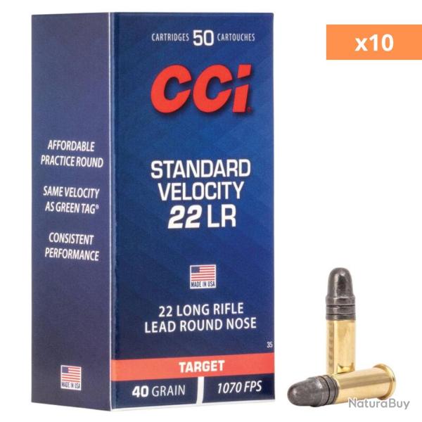 BOITE DE .22LR STANDARD VELOCITY 40 GR X500 - CCI