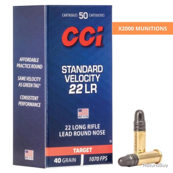 BOITE DE .22LR STANDARD VELOCITY 40 GR X2000 - CCI