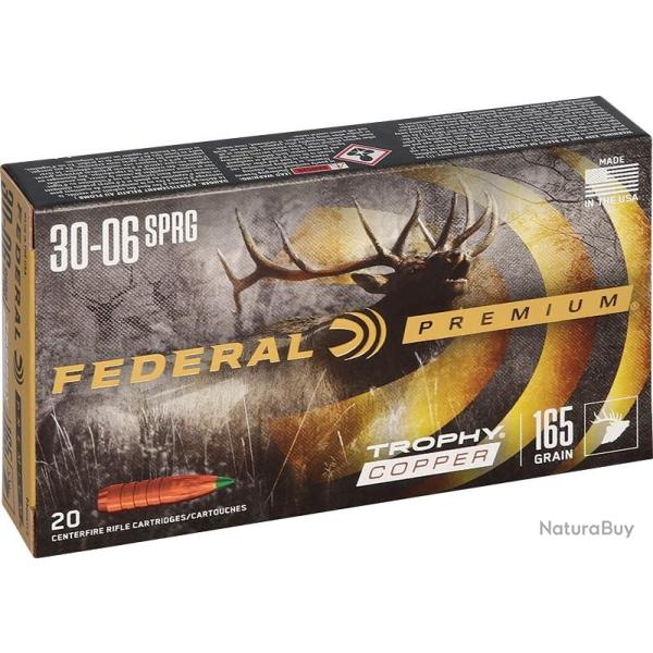 Munitions FEDERAL cal.30-06 trophy copper sprg 165gr 10.7g par 20