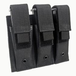 Porte chargeur triple tactique - Noir - Velcro - Pour arme de poing - Livraison gratuite