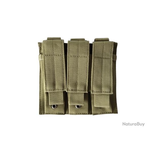 Porte chargeur triple tactique - Kaki - Velcro - Pour arme de poing