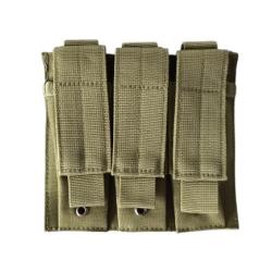 Porte chargeur triple tactique - Kaki - Velcro - Pour arme de poing - Livraison gratuite