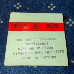 lot de 100 amorces BERDAN DYNAMIC NOBEL  6,34 mm  (REF:6000)
