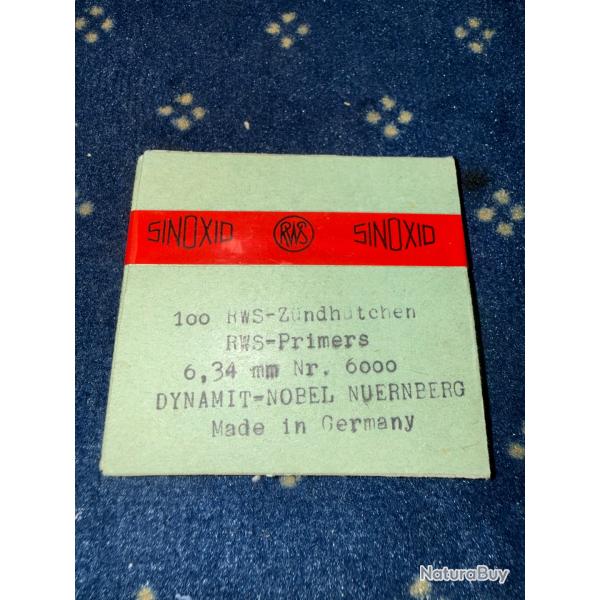 lot de 100 amorces BERDAN DYNAMIC NOBEL  6,34 mm  (REF:6000)