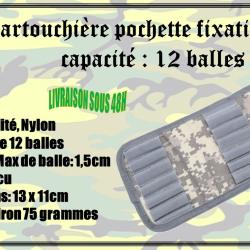 Cartouchi&egrave;re pochette fixations Molly avec une capacit&eacute; de 12 balles de couleur Acu