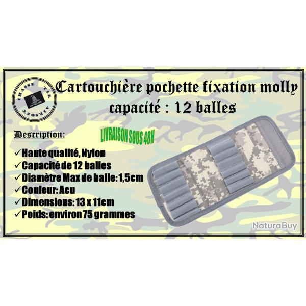 Cartouchi�re pochette fixations Molly avec une capacit� de 12 balles de couleur Acu