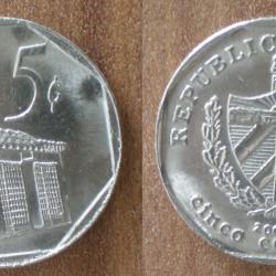 Cuba 5 Centavos 2002 Piece Peso Pesos Centavo