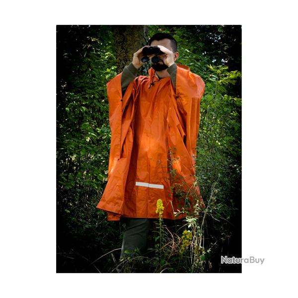 Poncho de chasse avec capuche orange