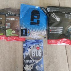 Vend lots de 13 000 billes airsoft en 6mm o.25 / 0.36