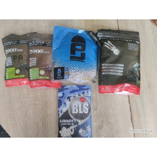 Vend lots de 13 000 billes airsoft en 6mm o.25 / 0.36