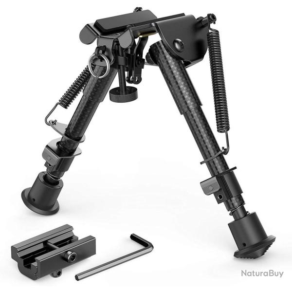 BIPIED FIXE CARBONE 5 POSITIONS REPLIABLE 15 A 22CM FIXATION GRENADIERE ET WEAVER/PICATINNY