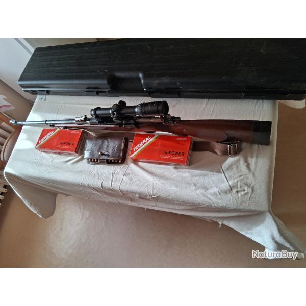 A Vendre Mauser calaibre 375HH �quip� lunette SB avec point rouge plus munitions et cartouchi�re