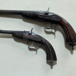 Deux PISTOLETS de TIR IXX si&egrave;cle