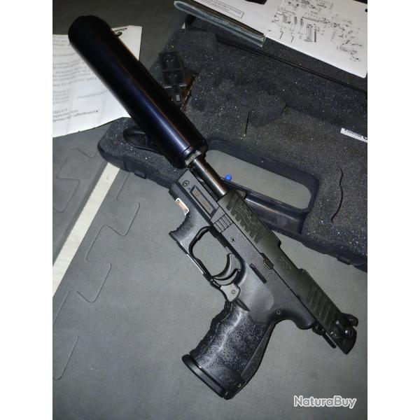 CAT B1 pistolet 22LR WALTHER P22QIL avec laser int�gr�  + adaptateur silencieux + mod�rateur SAK