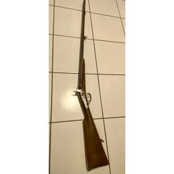 Vieux fusil chasse ancien canons fixes juxtaposes poudre noire SOULLIES Fr&egrave;res 1840
