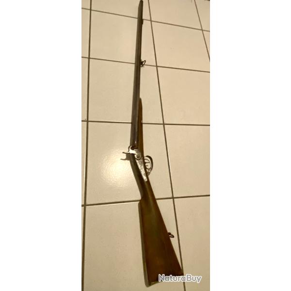 Vieux fusil chasse ancien canons fixes juxtaposes poudre noire SOULLIES Fr�res 1840