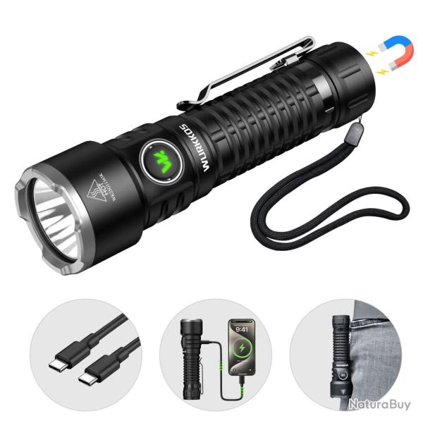 Lampe Rechargeable TS28 Haute Puissance Lumineux Port�e 500m Utilisation Quotidienne Confort Wurkkos