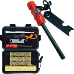 Allume Feu de Survie + Soufflet INOX + Bois R&eacute;sine + Corde Inflammable x3 + Boite Coffret Etanche