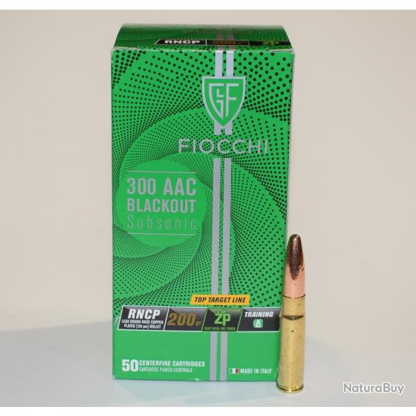 boite 50 cartouches Fiocchi cal 300 Blackout FMJ 200 grains subsonic