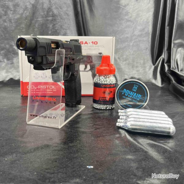 Pack pr�t � tirer PISTOLET "SA10" - CO2, CAL BB/4.5MM ET 4.5MM PLOMB - Umarex