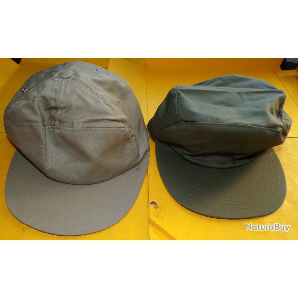 LOT DE 2 CASQUETTES KAKI ET BEIGE POUR ADULTE  100 % COTON , GRANDE TAILLE 56 - 62 ,  ETAT NEUF VOIR