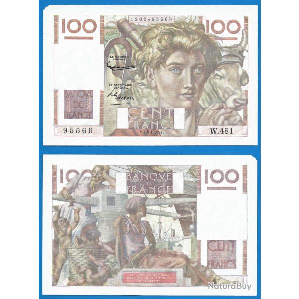 France 100 Francs 1952 Serie W Jeune Paysan Billet Frc Frs Frcs Europe