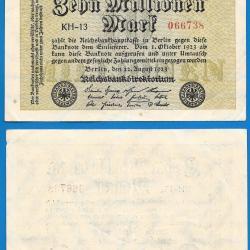 Allemagne 10 Millions de Mark 1923 Billet Reichsbanknote Uniface