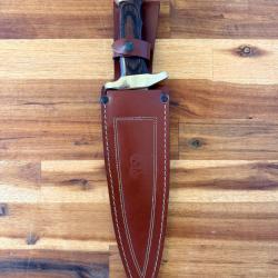Grand couteau de chasse espagnol ANDUJAR - Dague de v&eacute;nerie / sanglier avec &eacute;tui cuir