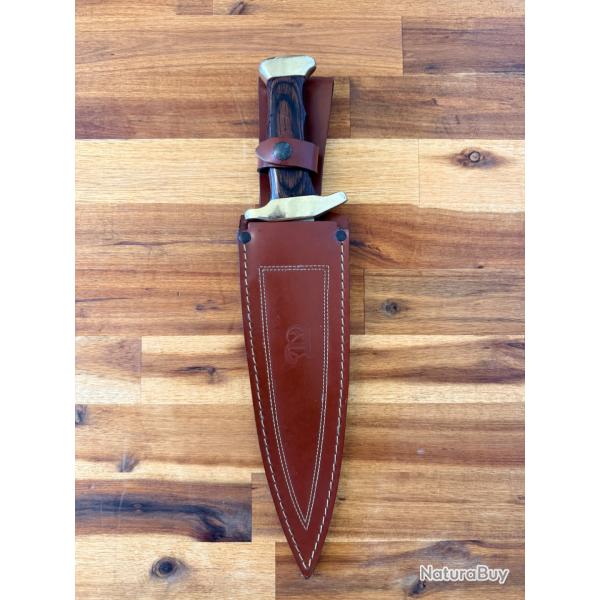 Grand couteau de chasse espagnol ANDUJAR - Dague de v�nerie / sanglier avec �tui cuir