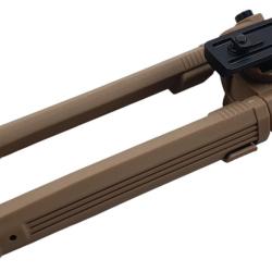 BIPIED TACTIQUE ROBUSTE 6 POSITIONS M-LOK FDE PLIABLE DE 17CM a 26CM